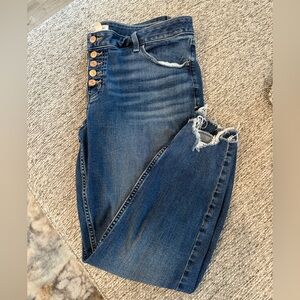 Maurices Dark Blue Ankle Jeans with Button Accents